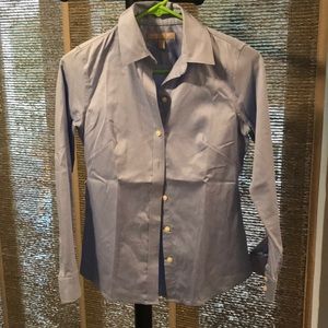 Collard button down top